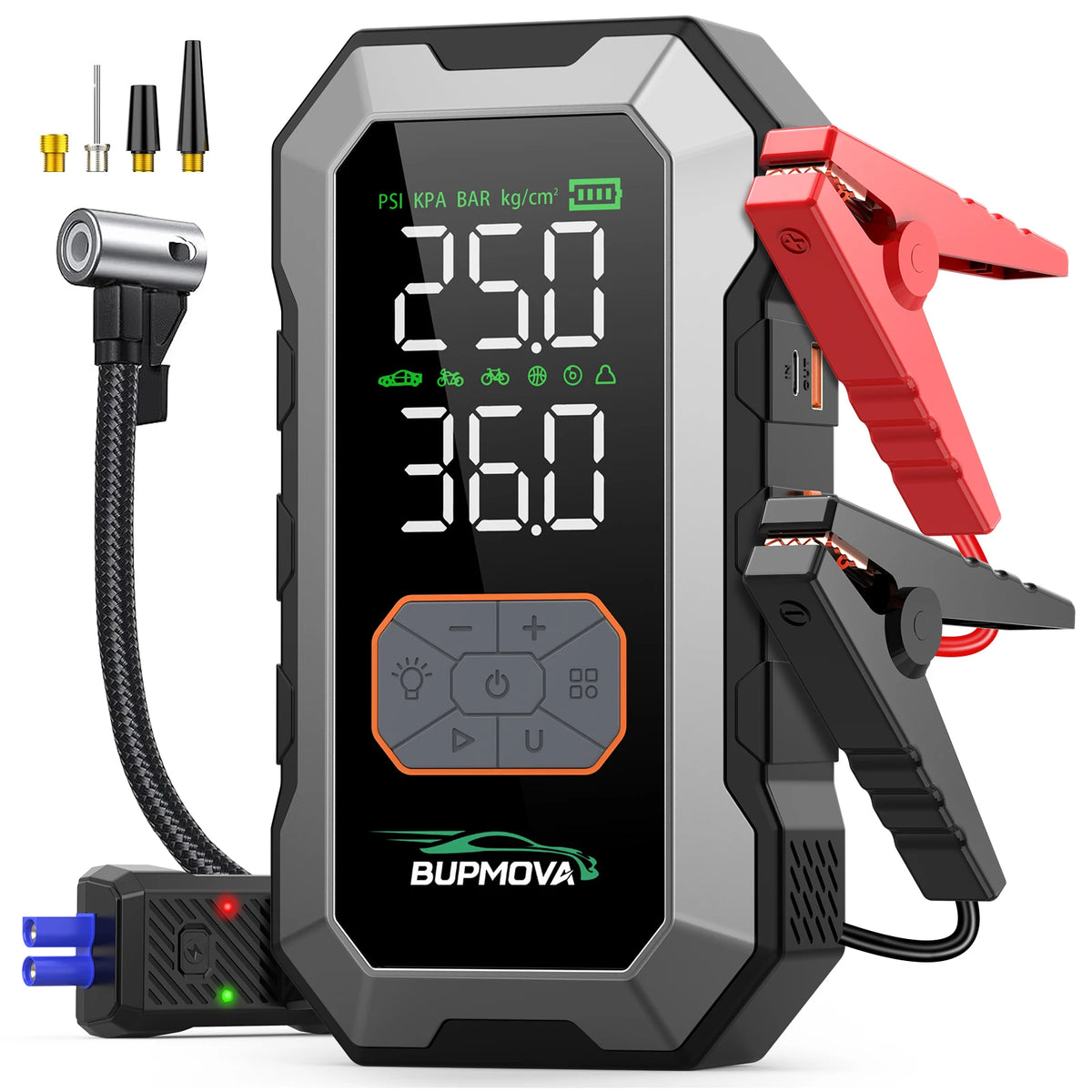 Car Jump Starter with Air Compressor & Power Bank – 12V, Up to 10.0L Gas & Diesel