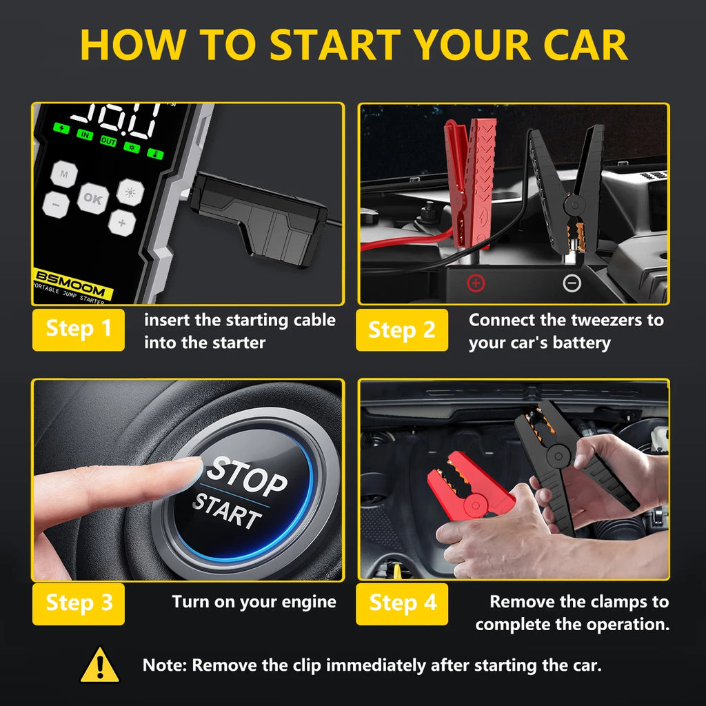 Car Jump Starter with Air Compressor & Power Bank – 12V, Up to 10.0L Gas & Diesel