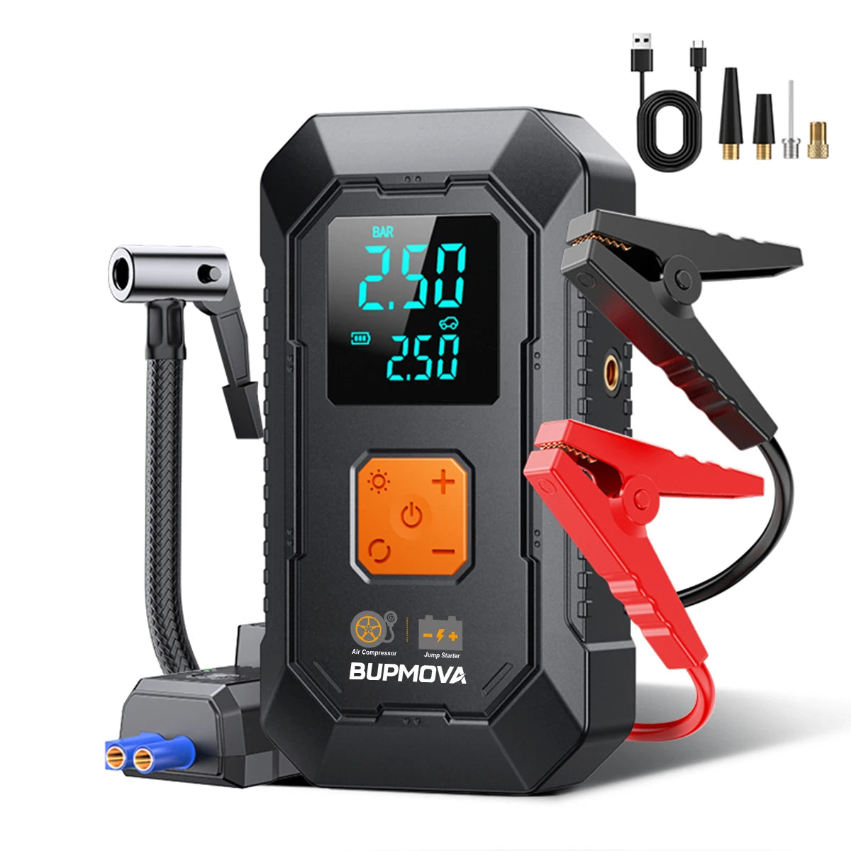 Car Jump Starter with Air Compressor & Power Bank – 12V, Up to 10.0L Gas & Diesel