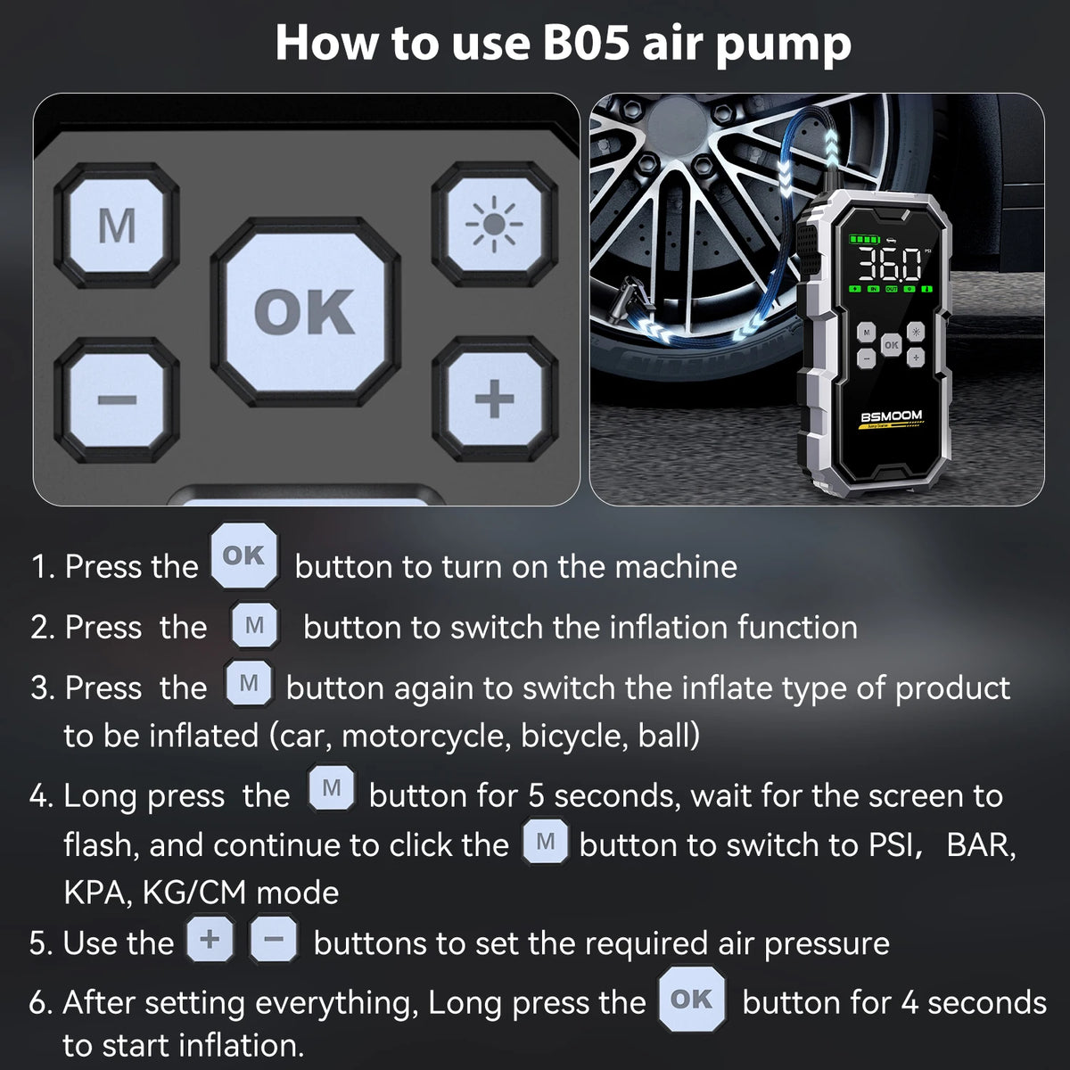 Car Jump Starter with Air Compressor & Power Bank – 12V, Up to 10.0L Gas & Diesel