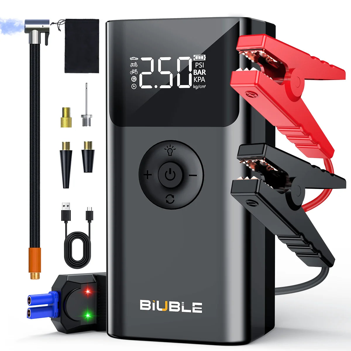 Car Jump Starter with Air Compressor & Power Bank – 12V, Up to 10.0L Gas & Diesel