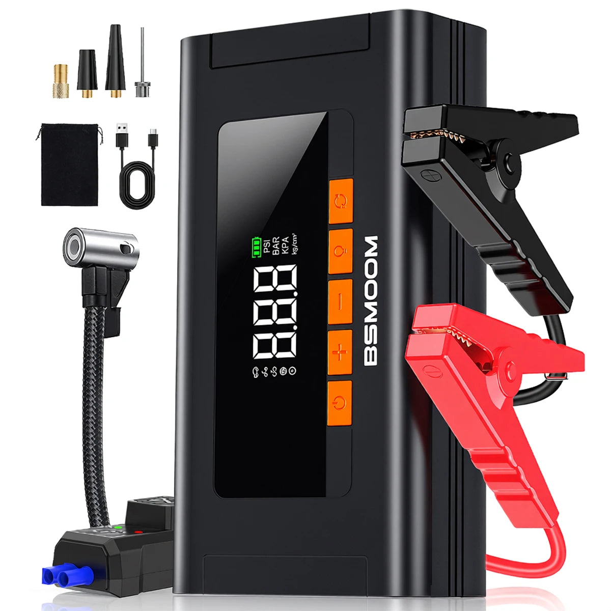 Car Jump Starter with Air Compressor & Power Bank – 12V, Up to 10.0L Gas & Diesel