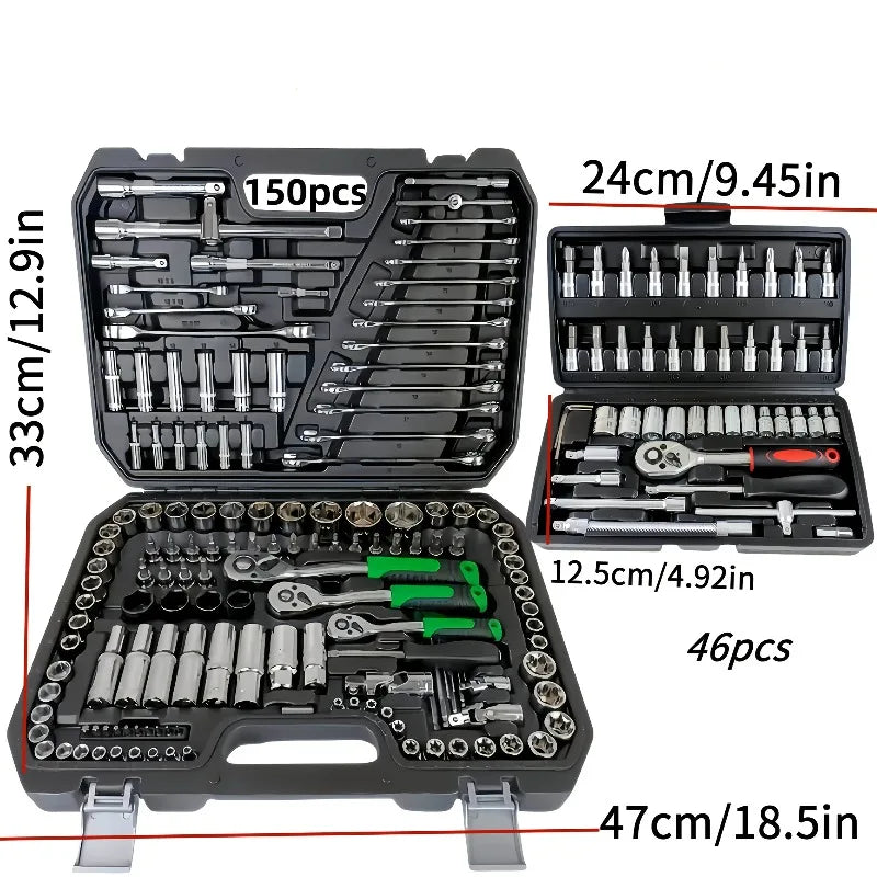 Set Chiavi a Bussola CR-V 150/46 Pezzi – Kit Professionale per Riparazione Auto
