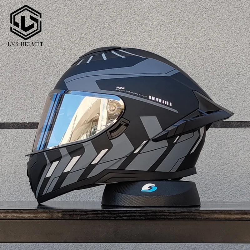 Casco Moto Full Face LVS – Doppia Visiera, Ala Posteriore e Certificazione DOT