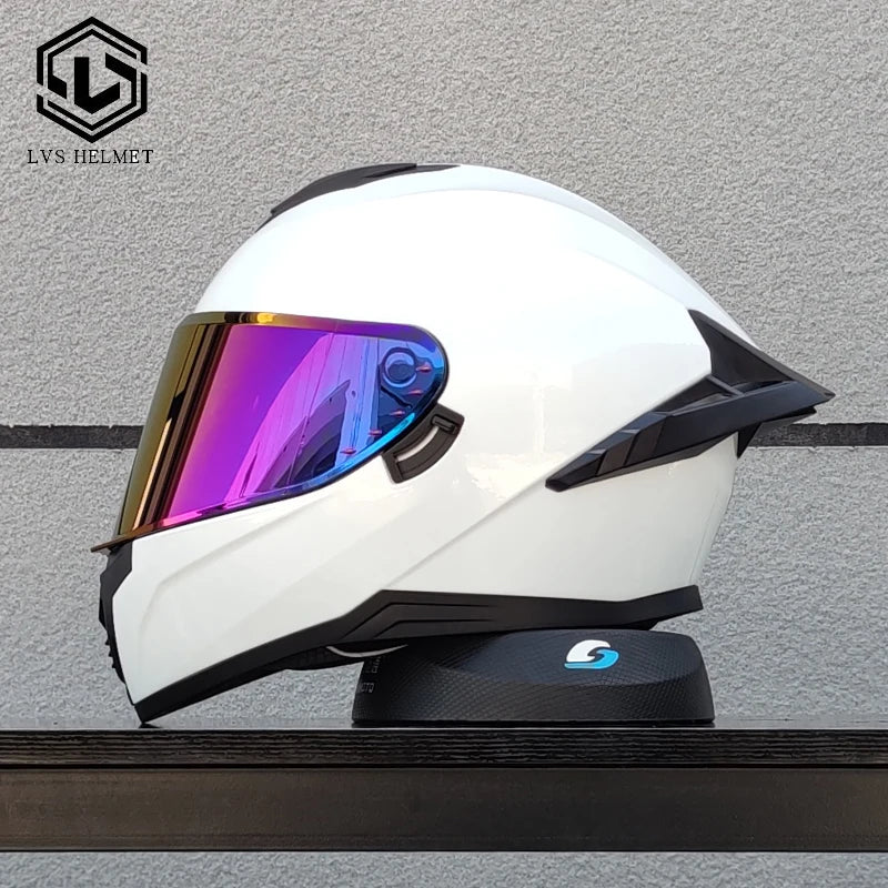 Casco Moto Full Face LVS – Doppia Visiera, Ala Posteriore e Certificazione DOT